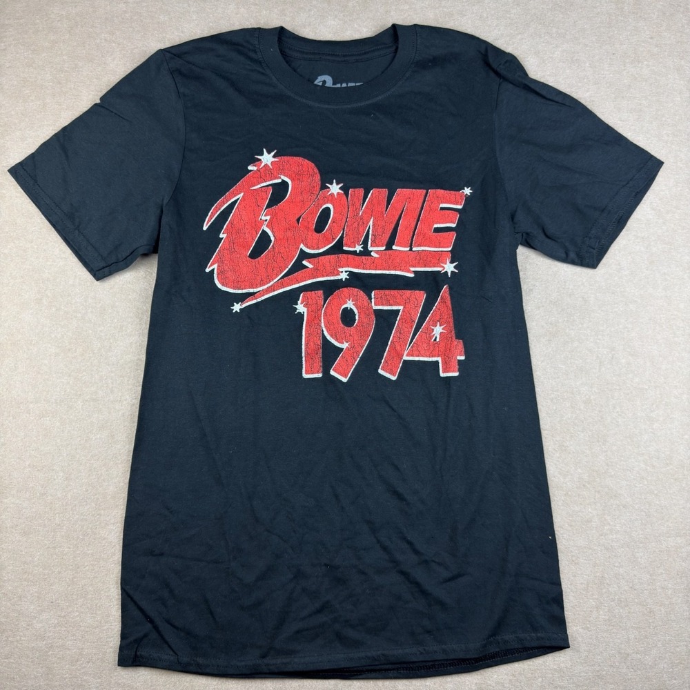 David Bowie 1974 Graphic Tee Unisex Small Black Rock Music Short Sleeve Shirt